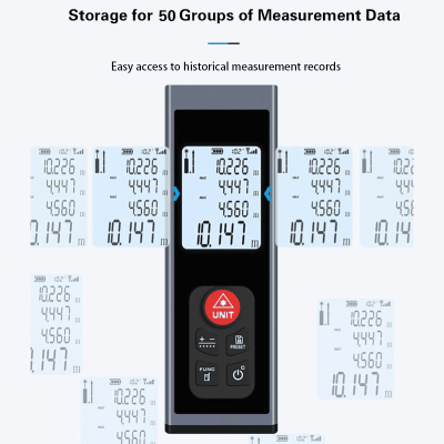 Mini laser rangefinder stores up to 50 groups of historical measurement data, easy to review measuring records, supports OEM and private label customization