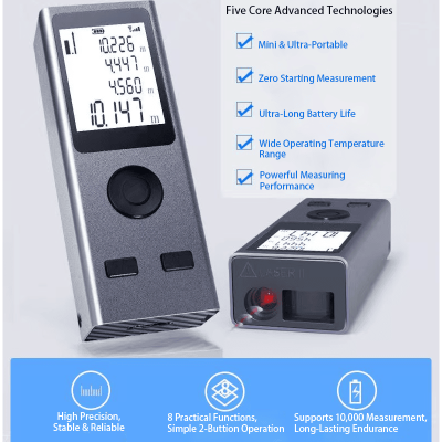 Mini aluminum laser rangefinder delivers high‑precision measurement, long‑lasting battery life, lightweight and easy to carry, original factory supply