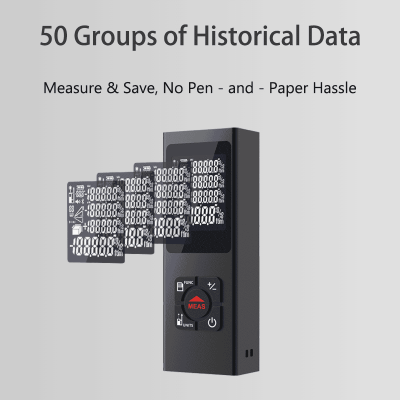 Digital Laser Measure with 50 Groups of Historical Data Storage Measure and Save Function for Construction and Surveying