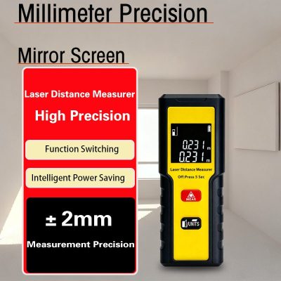 High Precision Laser Distance Meter with Mirror Screen Display ±2mm Millimeter Accuracy Class II Laser for Professional Measurement