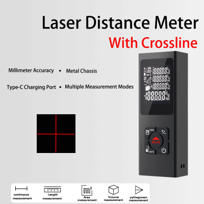 KL 04LINE Laser Distance Meter with Rear Laser Crossline Self-Leveling Horizontal Vertical Alignment Tool for Construction