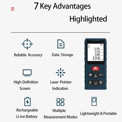 KL03 laser distance meter with optional measuring ranges of 50m,80m,100m,120m for various on‑site measurement tasks