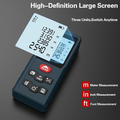 KL03 laser rangefinder full‑featured measurement: single, continuous, area, volume, Pythagorean, addition‑subtraction, 50‑group history records